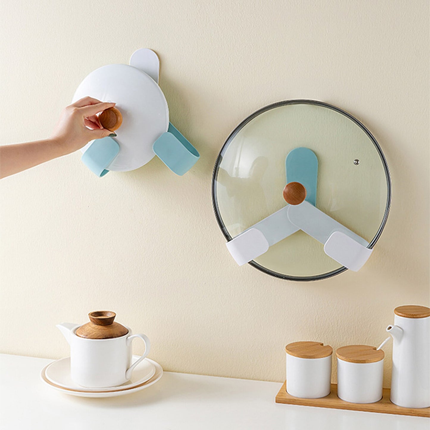 Adjustable Wall Mounted Pot Lid & Accessory Holder